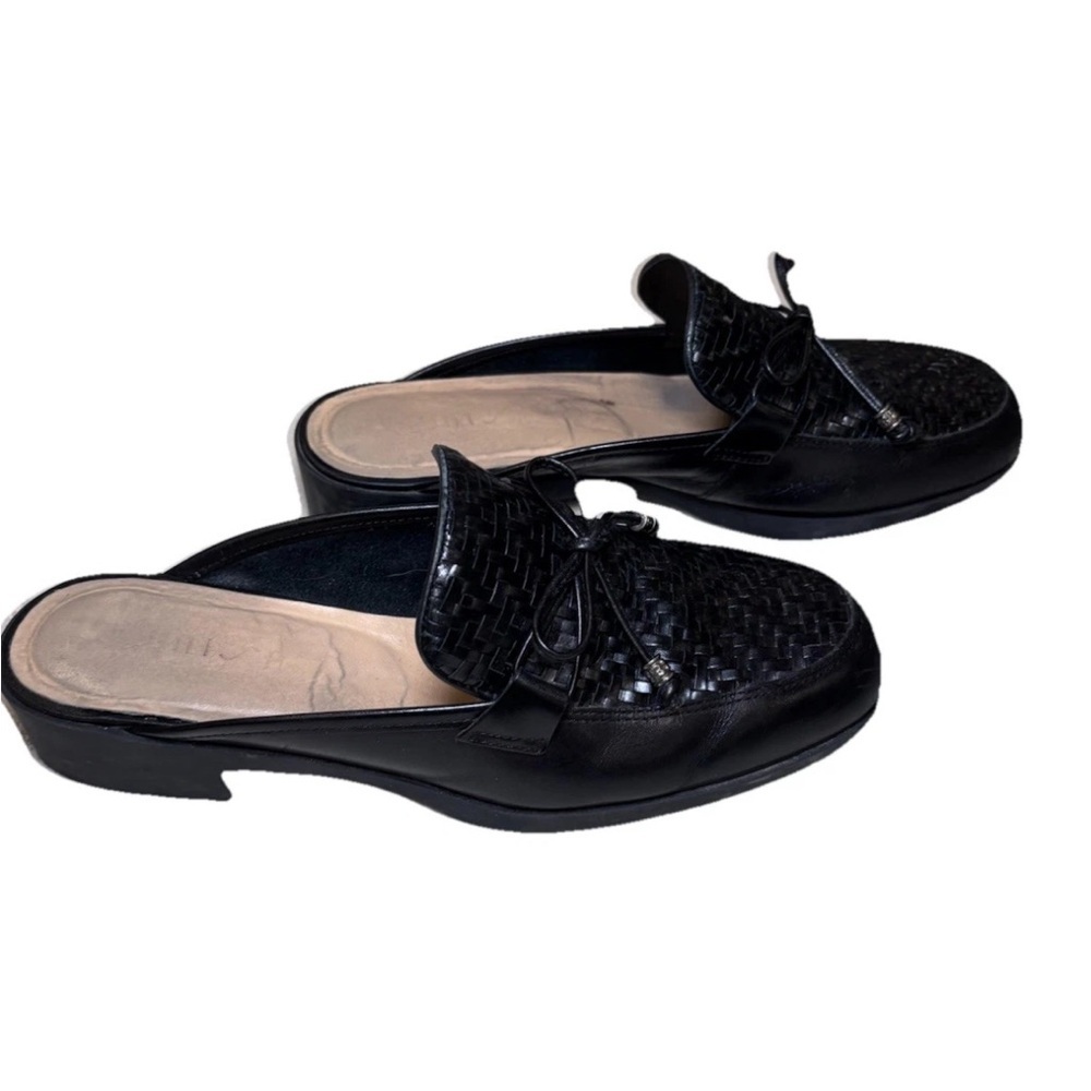 Unisa Black Woven Leather Mules